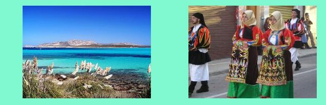 l'Asinara vista dalla Pelosa _ persone in costume a Orgosolo