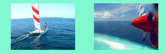 Maldive: catamarano _ Maldive: idrovolante